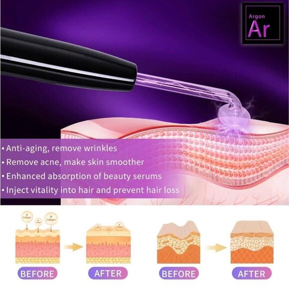 Upgrade High Frequency Facial Wand Anti-Aging Hairgrowth Portable Glass Wand - Picture 4 of 8